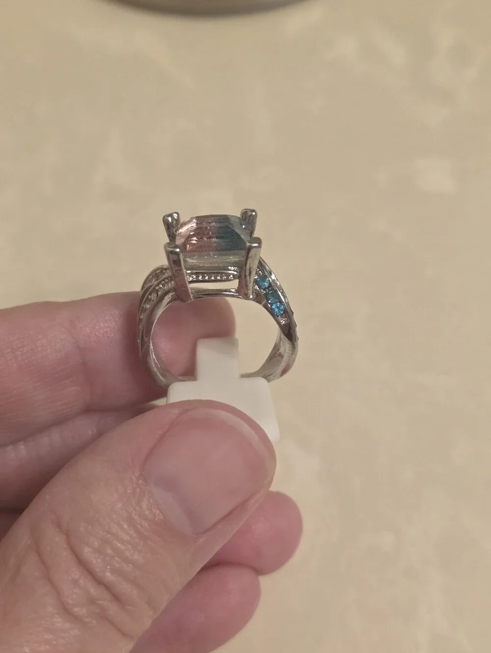 925 Silver Ombre Square Cut Ring Size 8